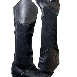Gaia Black Leather & Suede Knee-High Riding Boots, Women's Size 6
